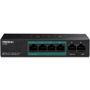 TRENDnet TPE-S50 6-Port Ethernet Switch, 4 fast ethernet PoE+ ports, 2 fast ethernet ports, 1.2Gbps switching capacity